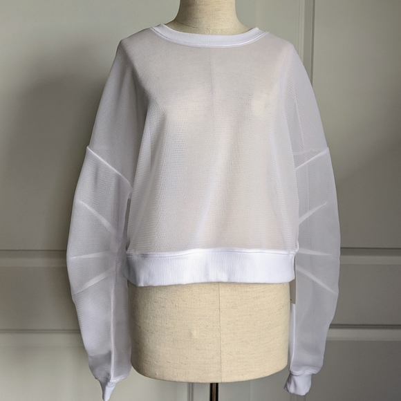 ALO Yoga Tops - ALO Yoga Row Long Sleeve Sheer Mesh Crop White NWT